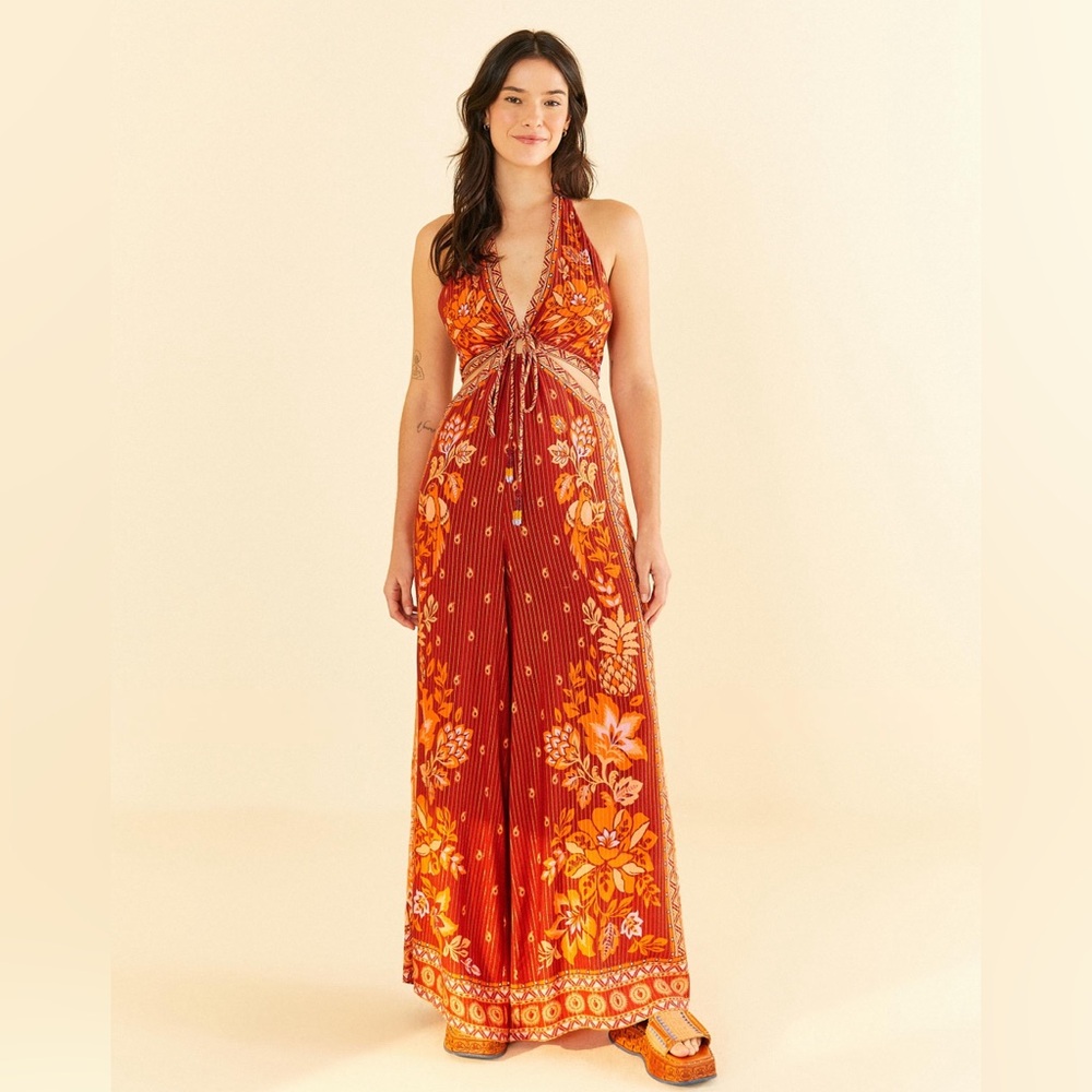 Farm Rio halter festival jumpsuit